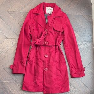 Costa Blanca Red Belted Trench Coat Size 4